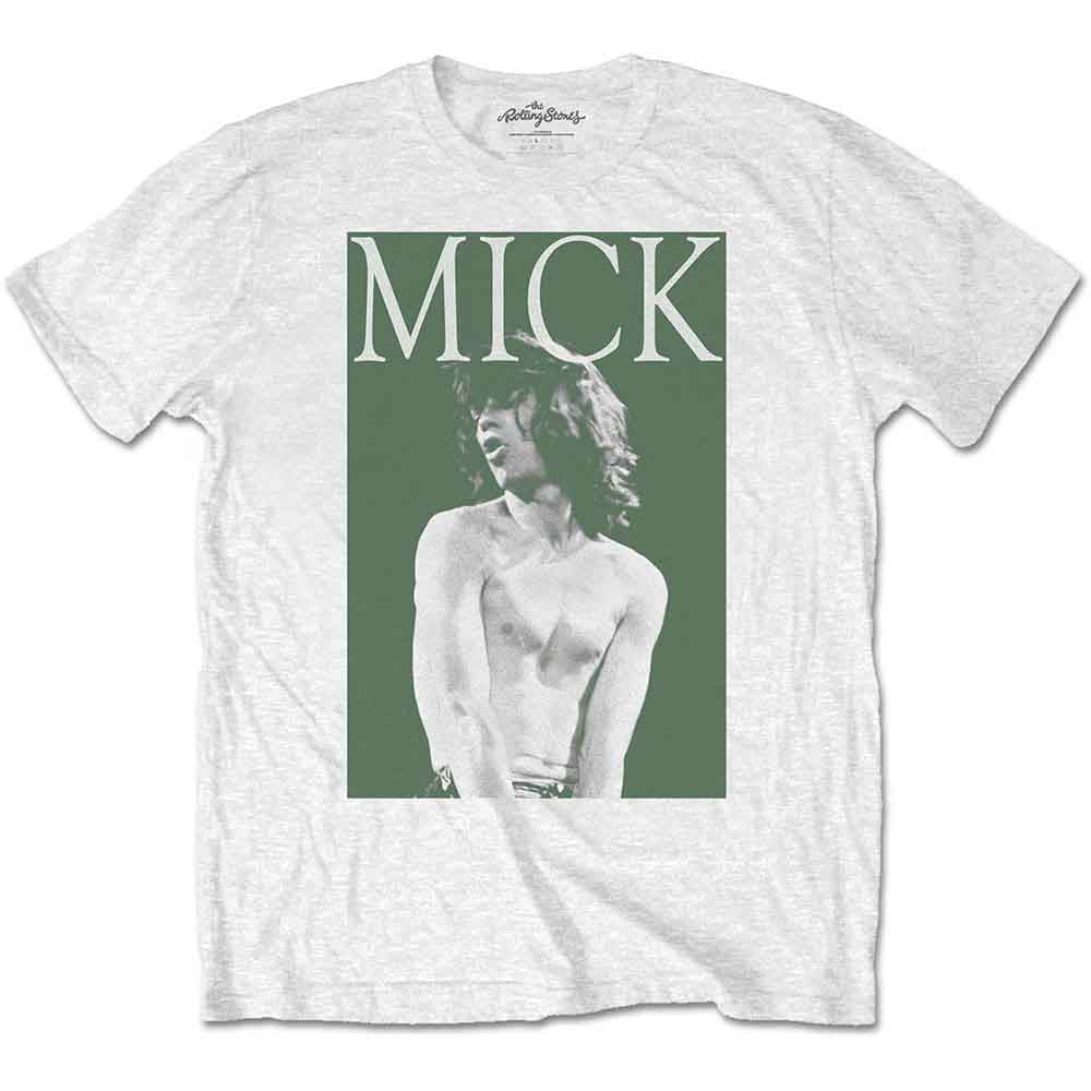 The Rolling Stones Unisex T-Shirt: Mick Photo Version 2 (White)