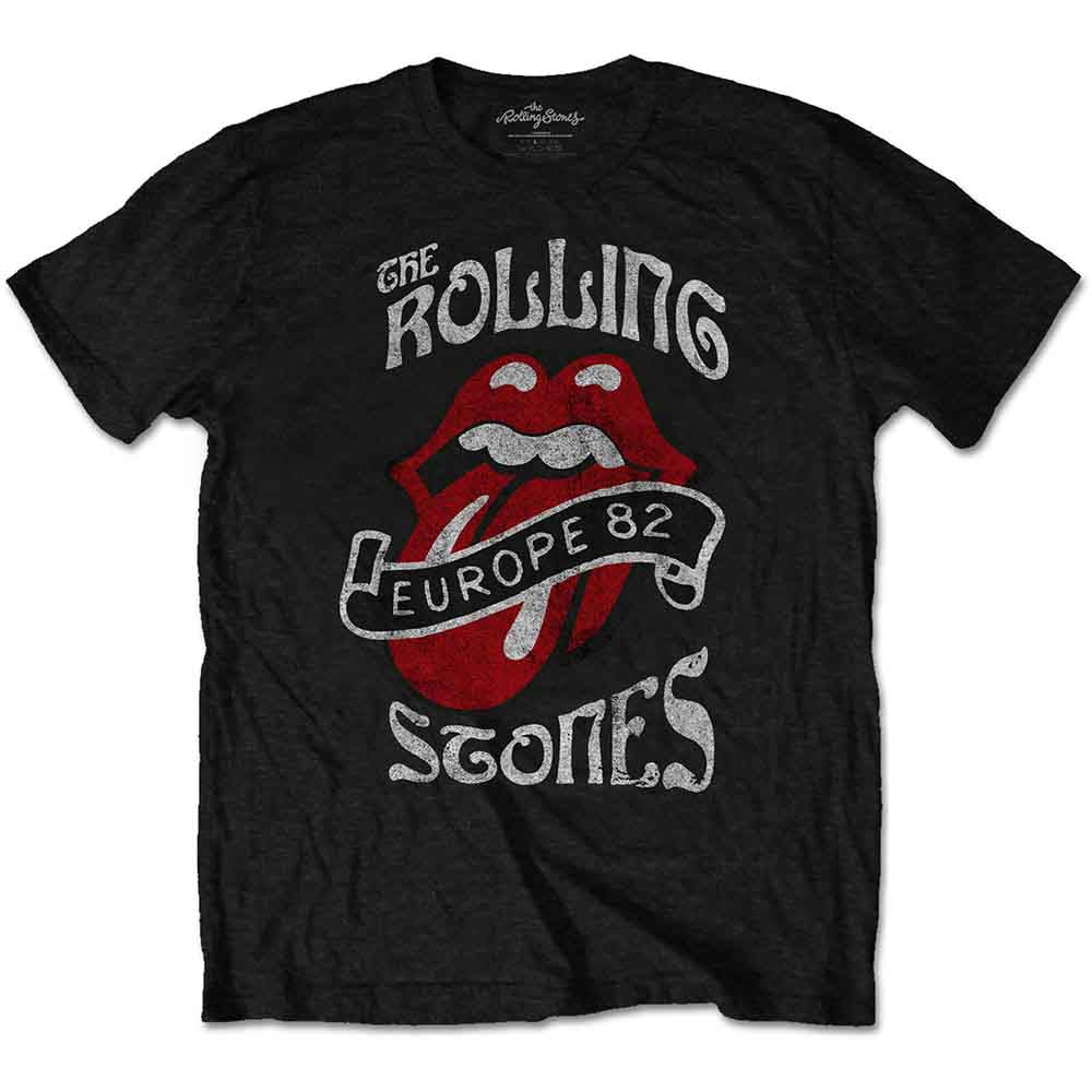 The Rolling Stones Unisex T-Shirt: Europe '82 Tour (Black)