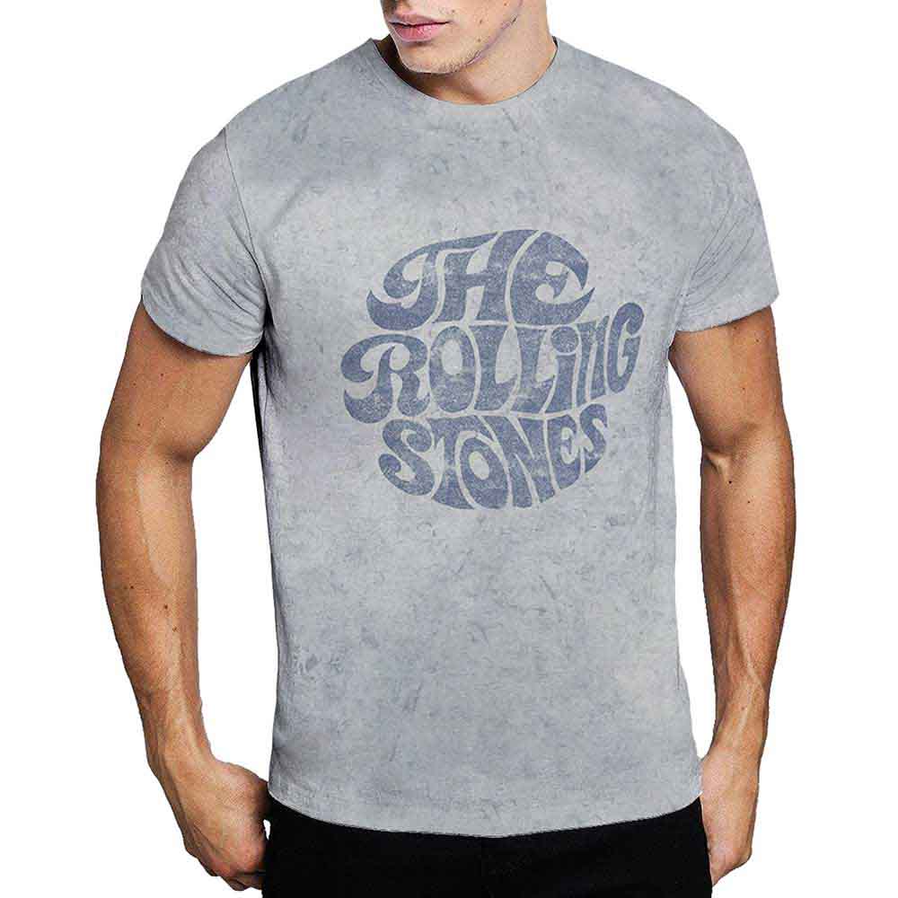 The Rolling Stones Unisex T-Shirt: 70's Logo (Dip-Dye On White) (Wash Collection)