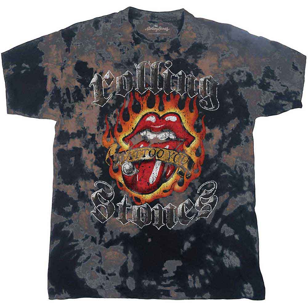 The Rolling Stones Kids T-Shirt: Tattoo Flames (Grey) (Wash Collection)