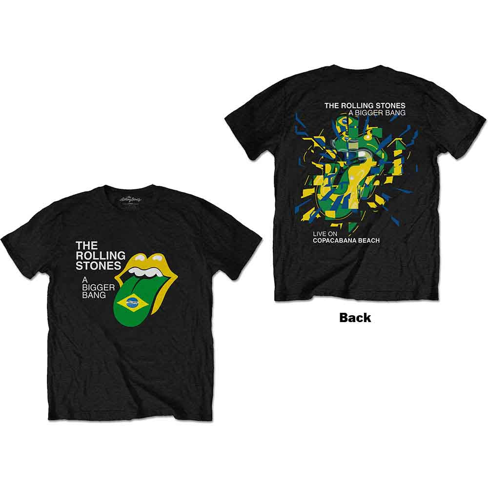 The Rolling Stones Unisex T-Shirt: Bigger Bang - Brazil '80 (Black) (Back Print)