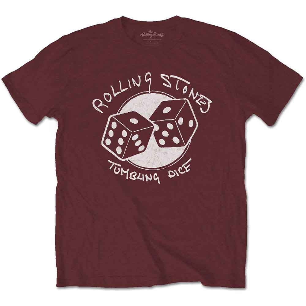 The Rolling Stones Unisex T-Shirt: Tumbling Dice (Maroon Red)