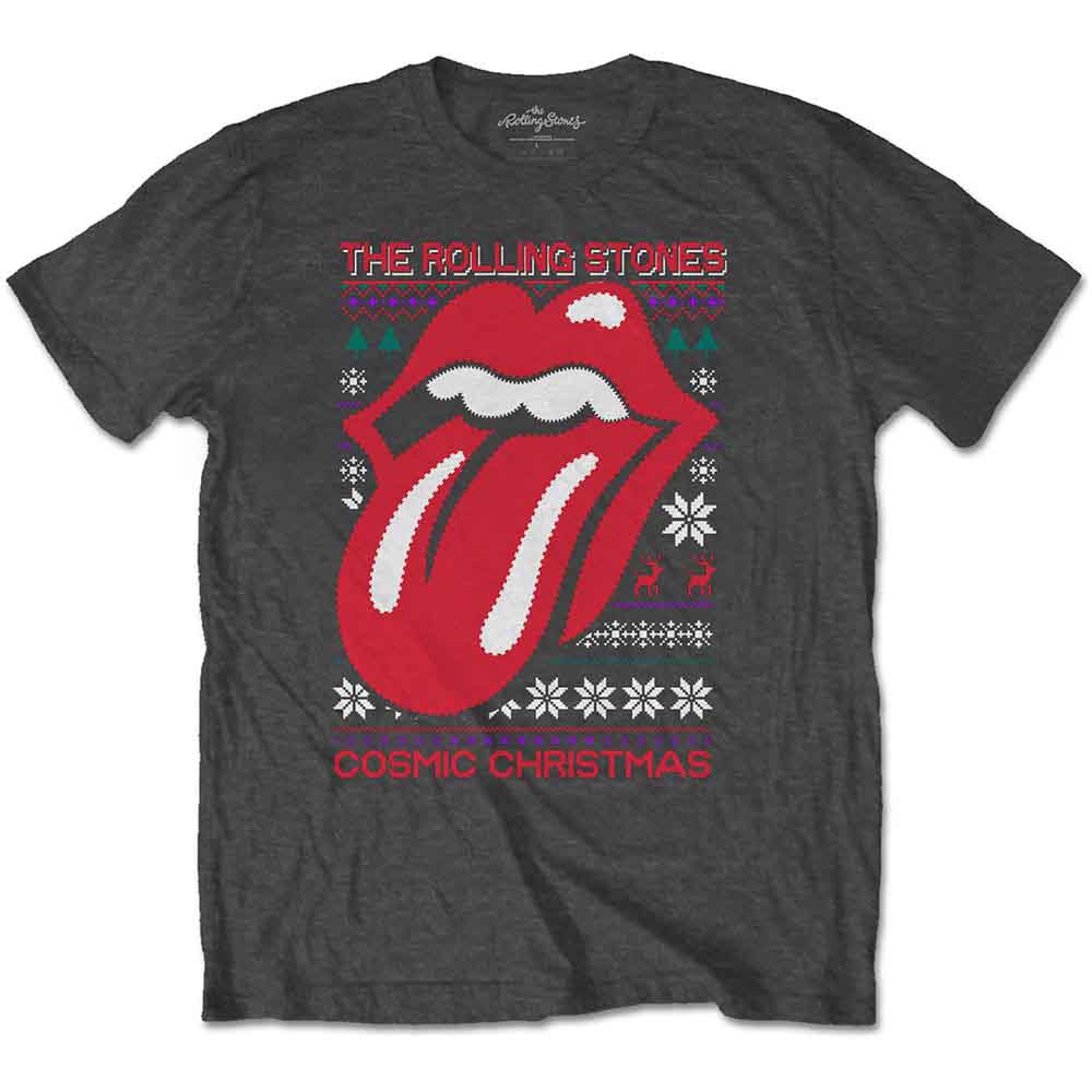 The Rolling Stones Unisex T-Shirt: Cosmic Christmas (Charcoal Grey)