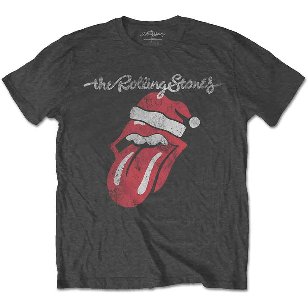 The Rolling Stones Unisex T-Shirt: Santa Lick (Charcoal Grey)