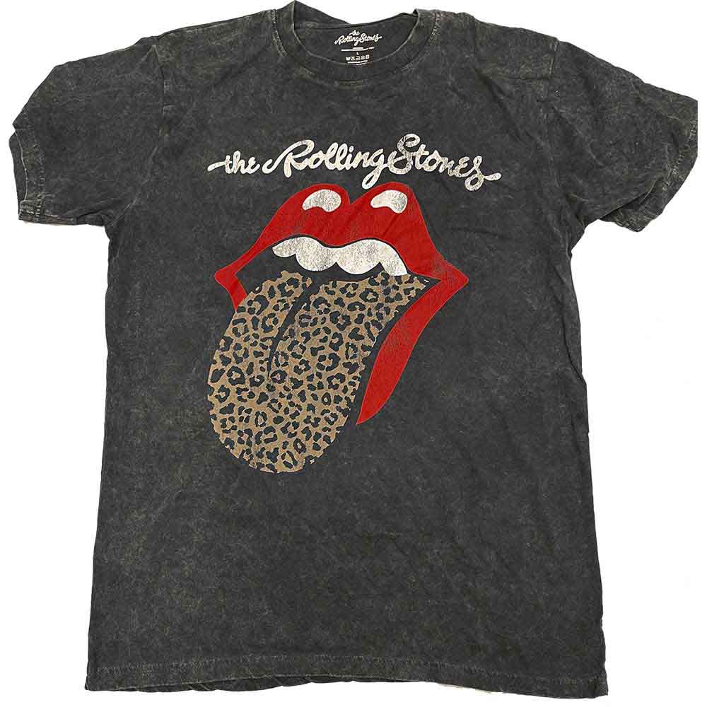 The Rolling Stones Unisex T-Shirt: Leopard Tongue (Black) (Wash Collection)