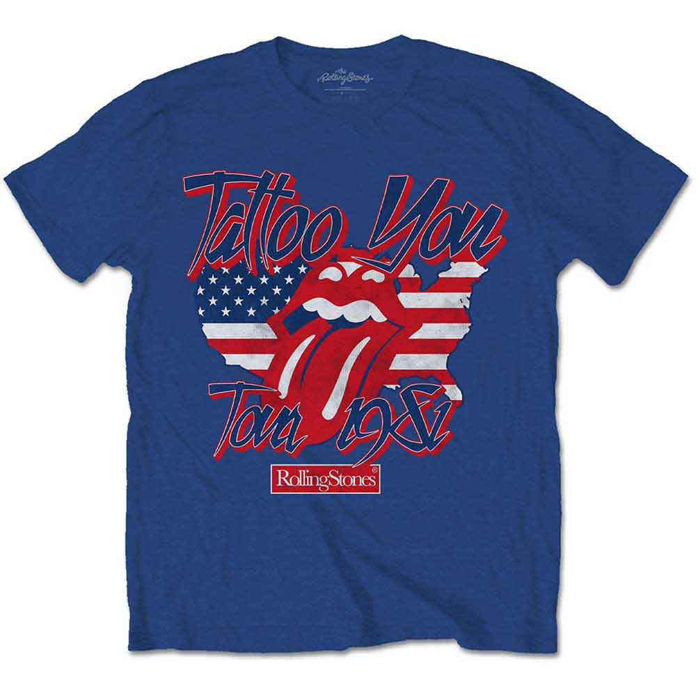 The Rolling Stones Unisex T-Shirt: Tattoo You Americana (Blue)