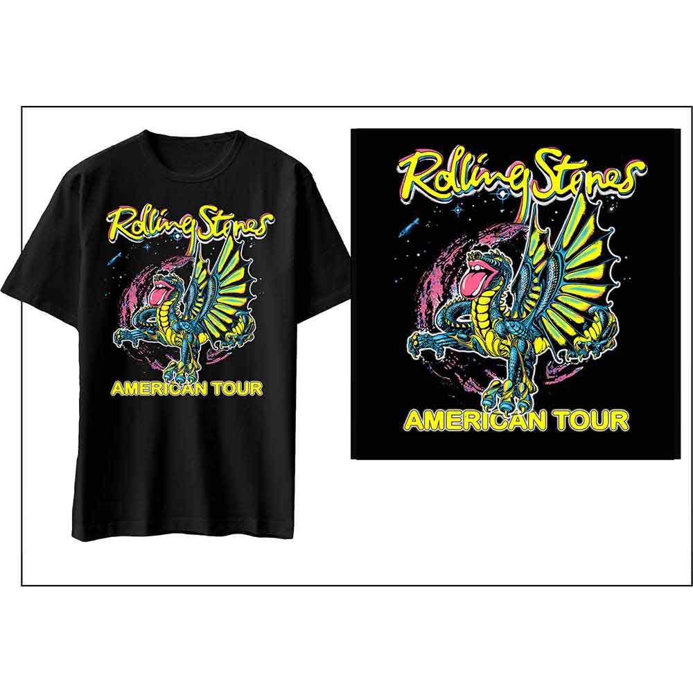 The Rolling Stones Unisex T-Shirt: American Tour Dragon (Black)