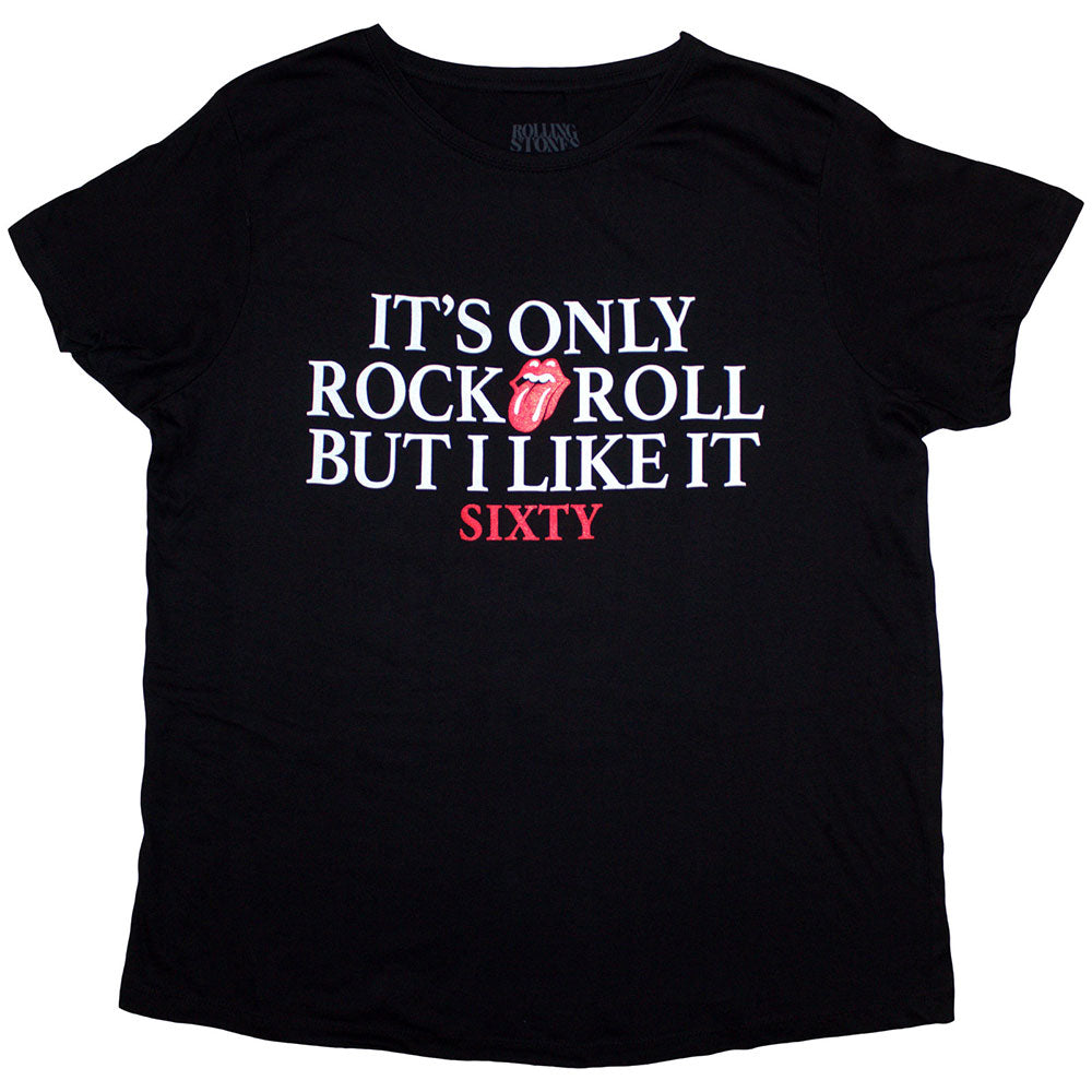 The Rolling Stones Ladies T-Shirt: Sixty It's only R&R but I like it Foiled Print (Black) (Embellished)