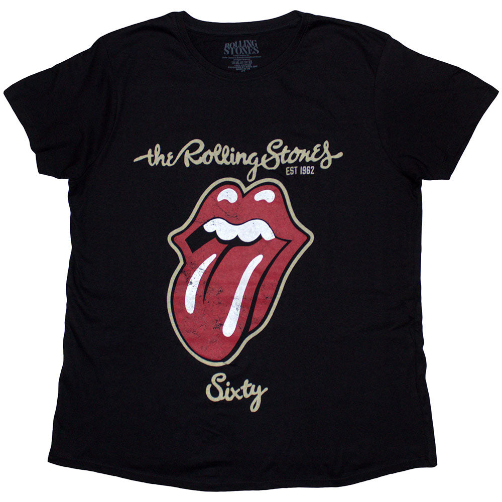 The Rolling Stones Ladies T-Shirt: Sixty Plastered Tongue (Black) (Embellished)