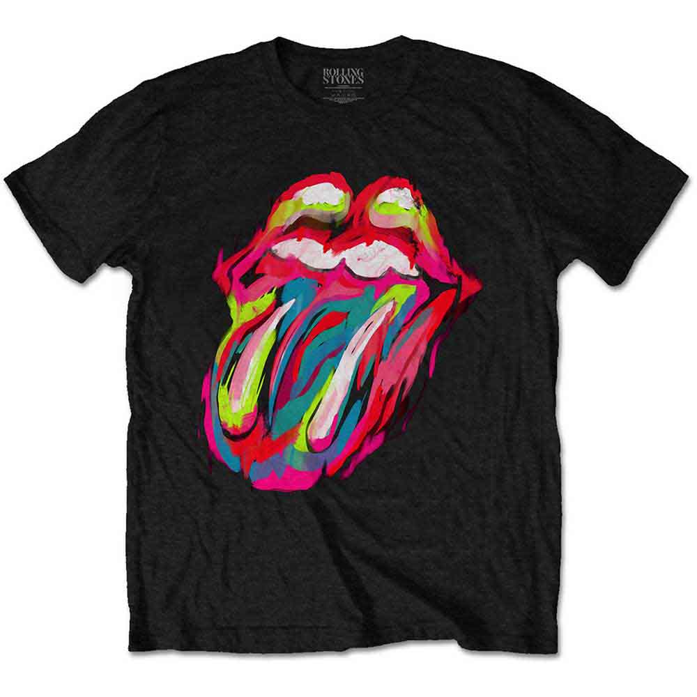 The Rolling Stones Unisex T-Shirt: Sixty Brushstroke Tongue (Black)