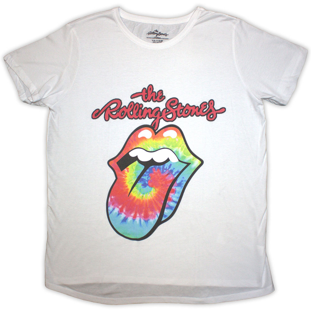 The Rolling Stones Ladies T-Shirt: Tie Dye Tongue (White)