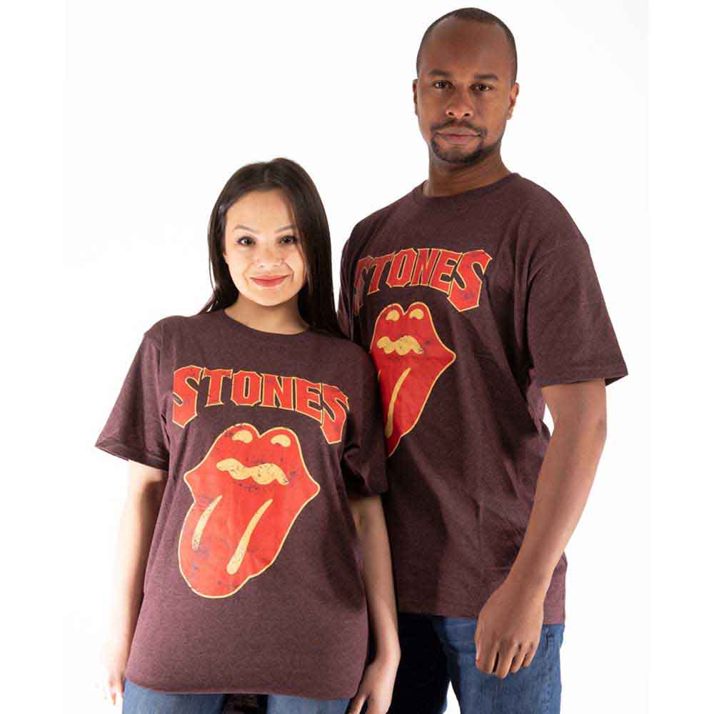 The Rolling Stones Unisex T-Shirt: Gothic Text (Brown)