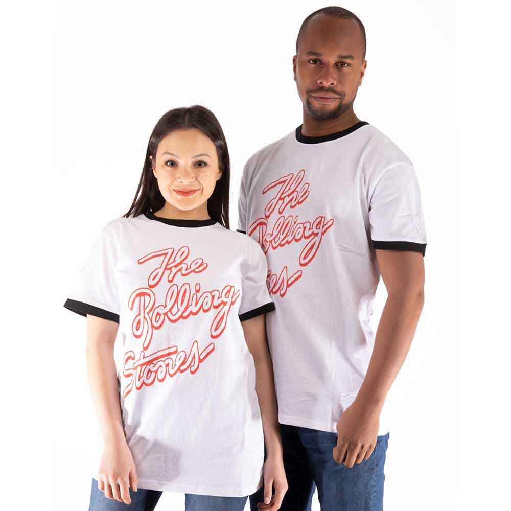 The Rolling Stones Unisex Ringer T-Shirt: Signature Logo (White)