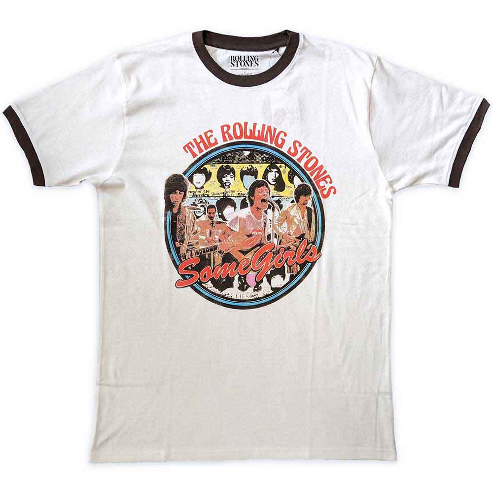 The Rolling Stones Unisex Ringer T-Shirt: Some Girls Circle (White)