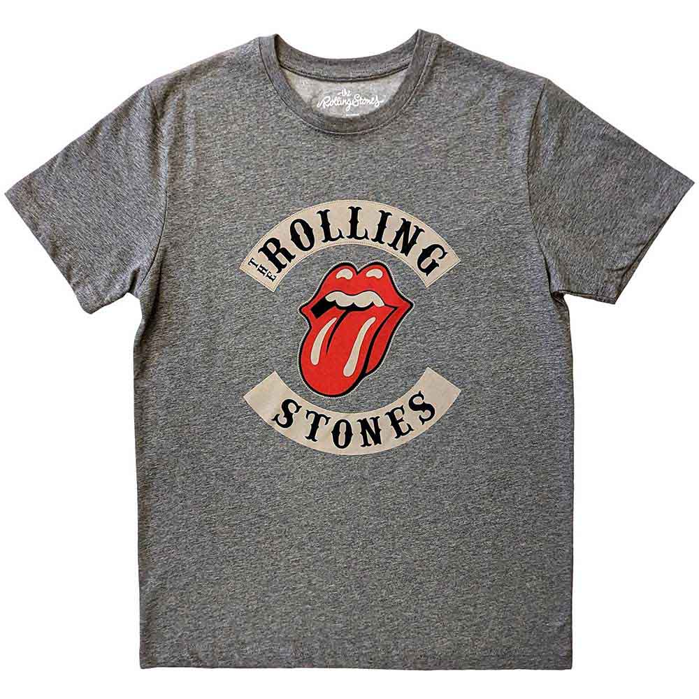 The Rolling Stones Unisex T-Shirt: Biker Tongue (Grey)