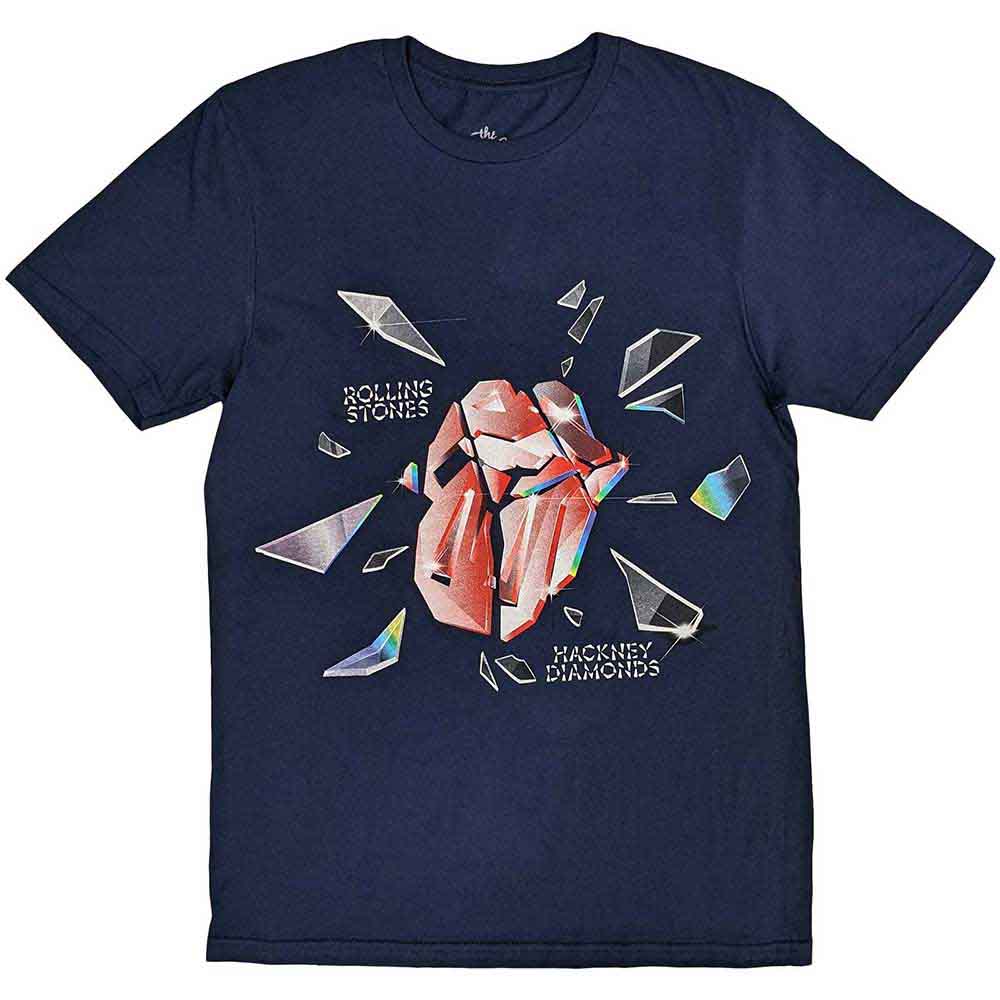 The Rolling Stones Unisex T-Shirt: Hackney Diamonds Explosion (Navy Blue)