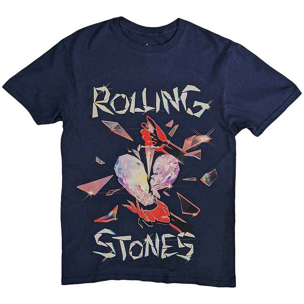 The Rolling Stones Unisex T-Shirt: Hackney Diamonds Heart (Navy Blue)