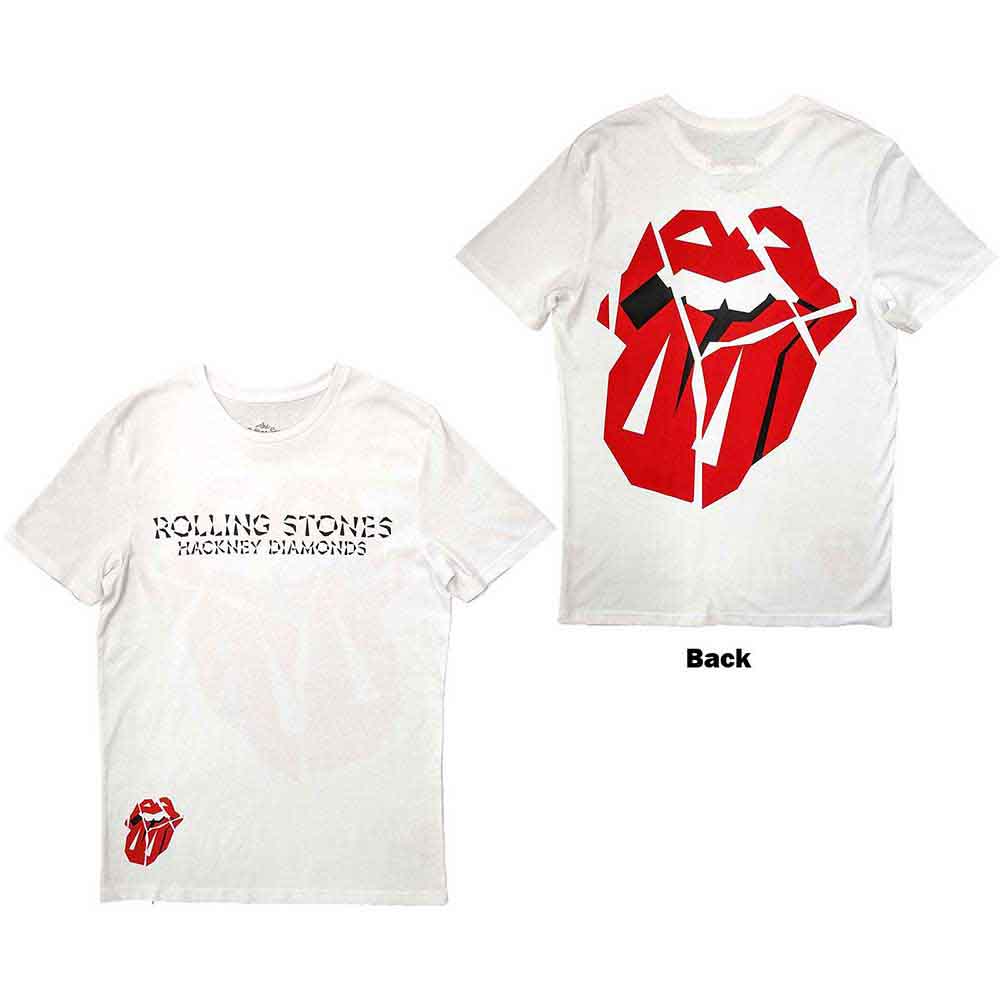 The Rolling Stones Unisex T-Shirt: Hackney Diamonds Lick (White) (Back Print)