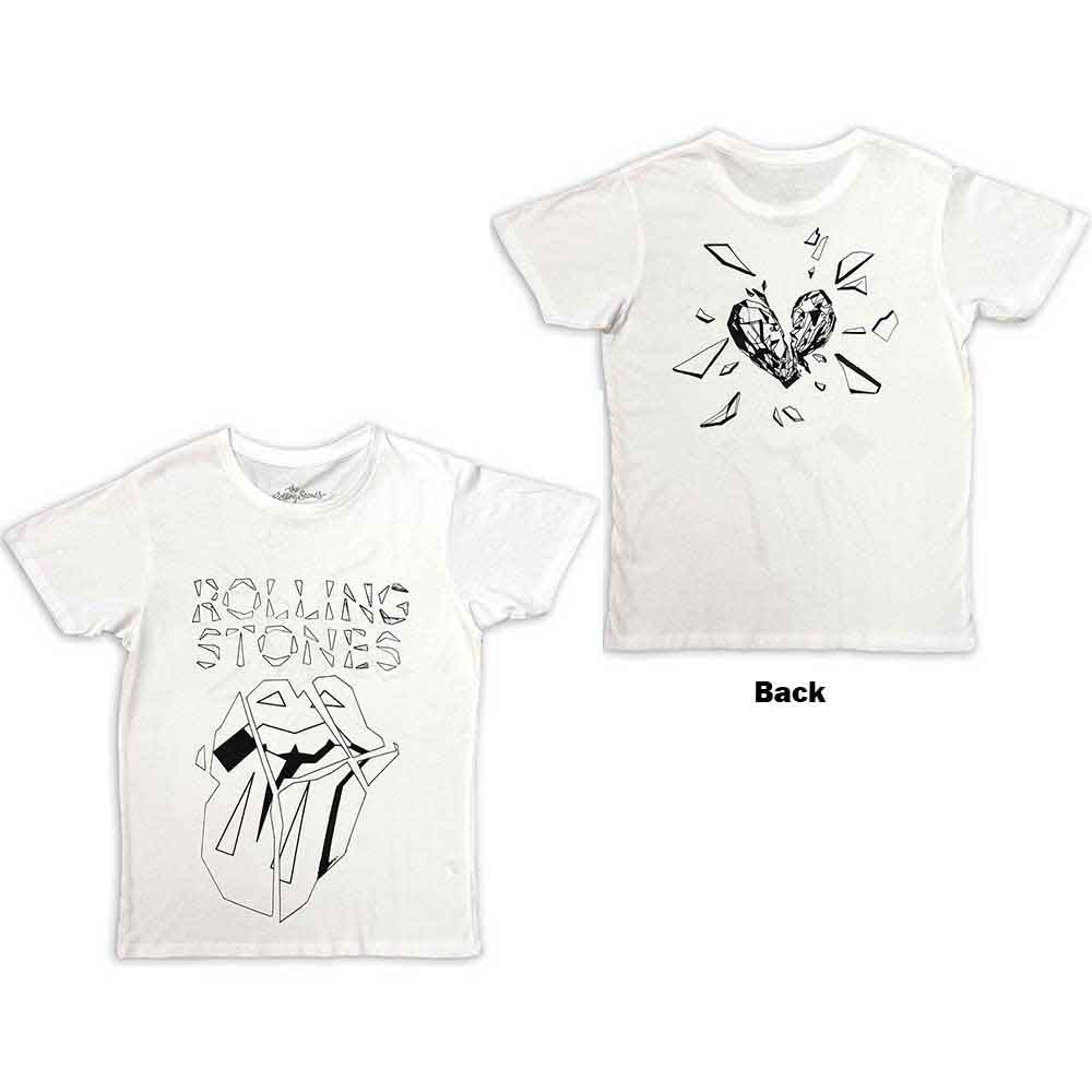 The Rolling Stones Unisex T-Shirt: Hackney Diamonds Diamond Tongue Outline (White) (Back Print)