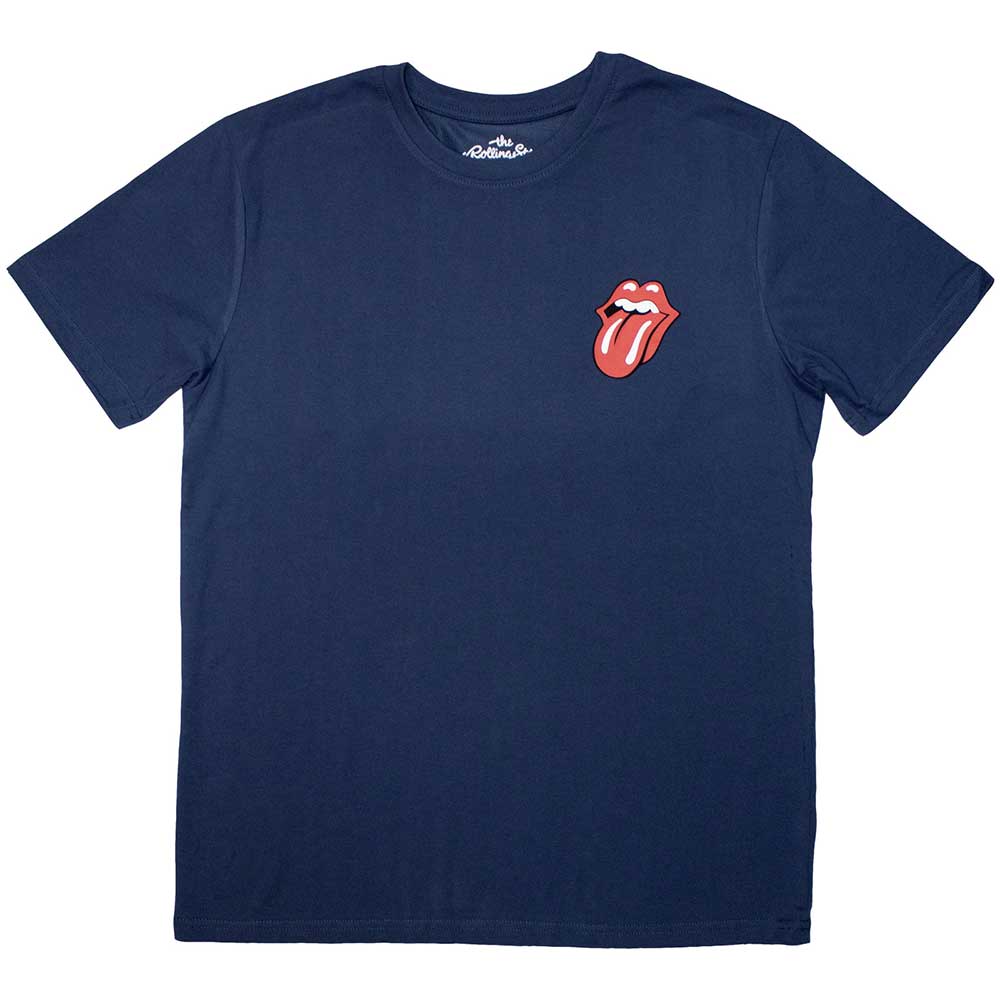 The Rolling Stones Unisex T-Shirt: Mini Classic Tongue (Denim Blue)