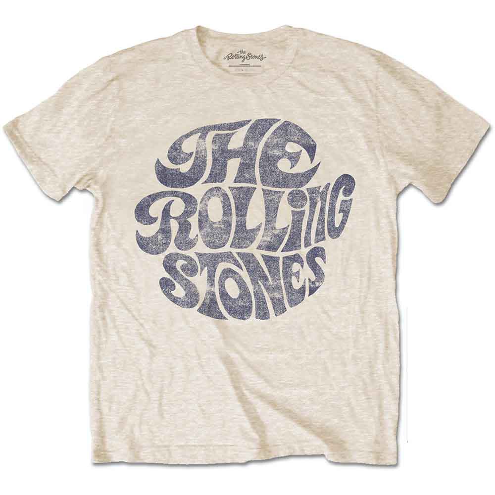 The Rolling Stones Unisex T-Shirt: Vintage 1970s Logo (Sand)