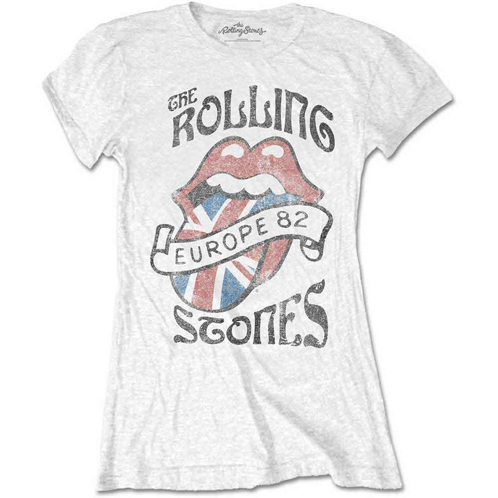 The Rolling Stones Ladies T-Shirt: Europe 82 (White)