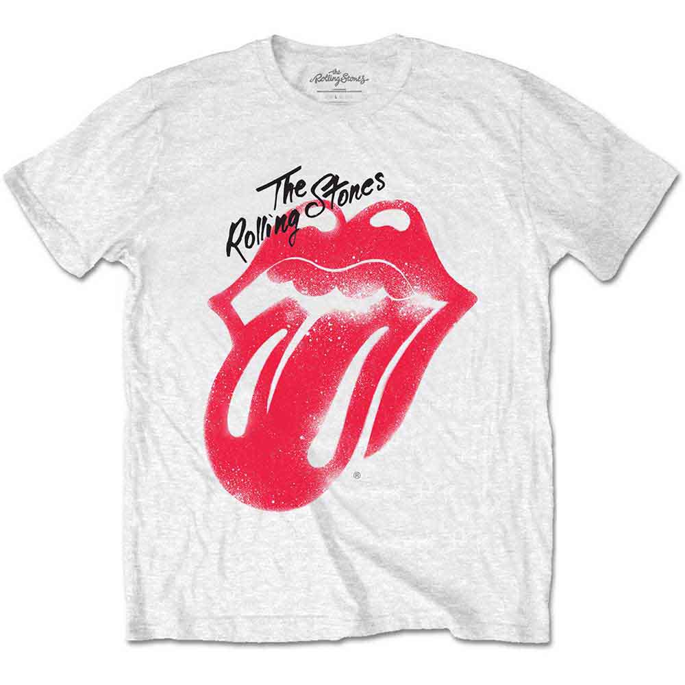 The Rolling Stones Unisex T-Shirt: Spray Tongue (White)