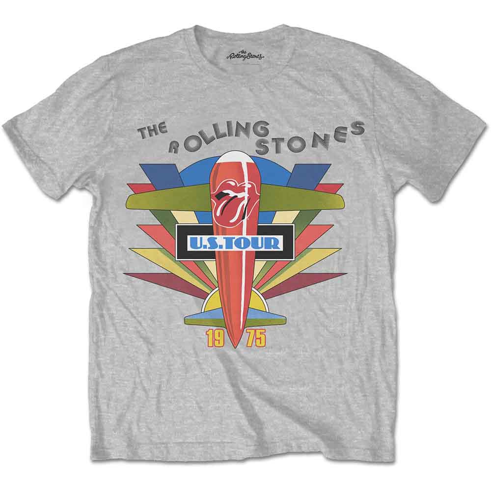 The Rolling Stones Unisex T-Shirt: Retro US Tour 1975 (Grey)