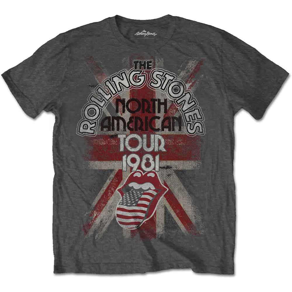 The Rolling Stones Unisex T-Shirt: North American Tour 1981 (Charcoal Grey)