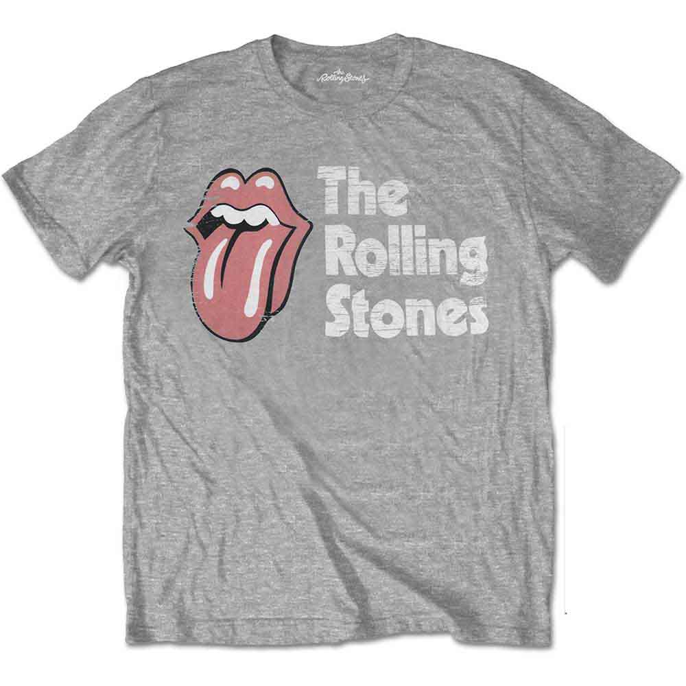 The Rolling Stones Unisex T-Shirt: Scratched Logo (Grey)