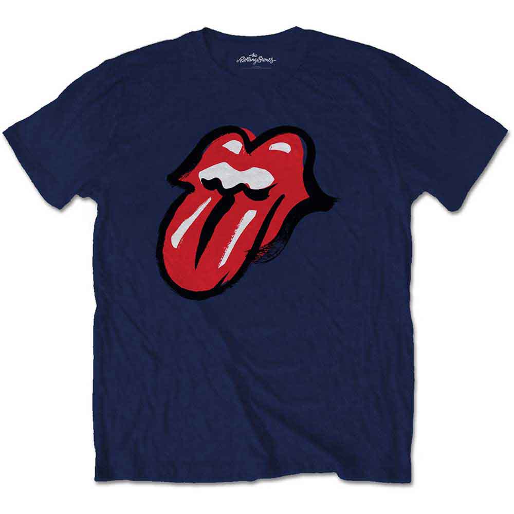 The Rolling Stones Unisex T-Shirt: No Filter Tongue (Navy Blue)