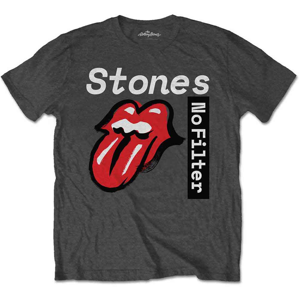 The Rolling Stones Unisex T-Shirt: No Filter Text (Charcoal Grey)