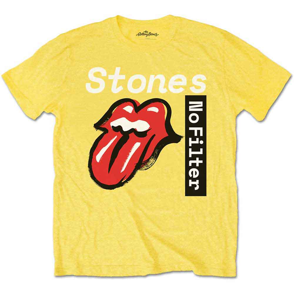 The Rolling Stones Unisex T-Shirt: No Filter Text (Yellow)