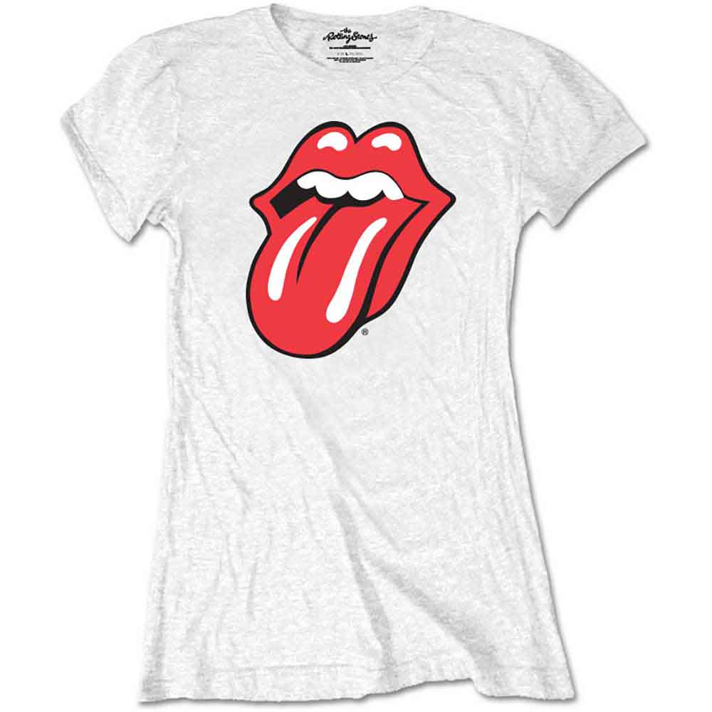 The Rolling Stones Ladies Retail Pack T-Shirt: Classic Tongue (White)