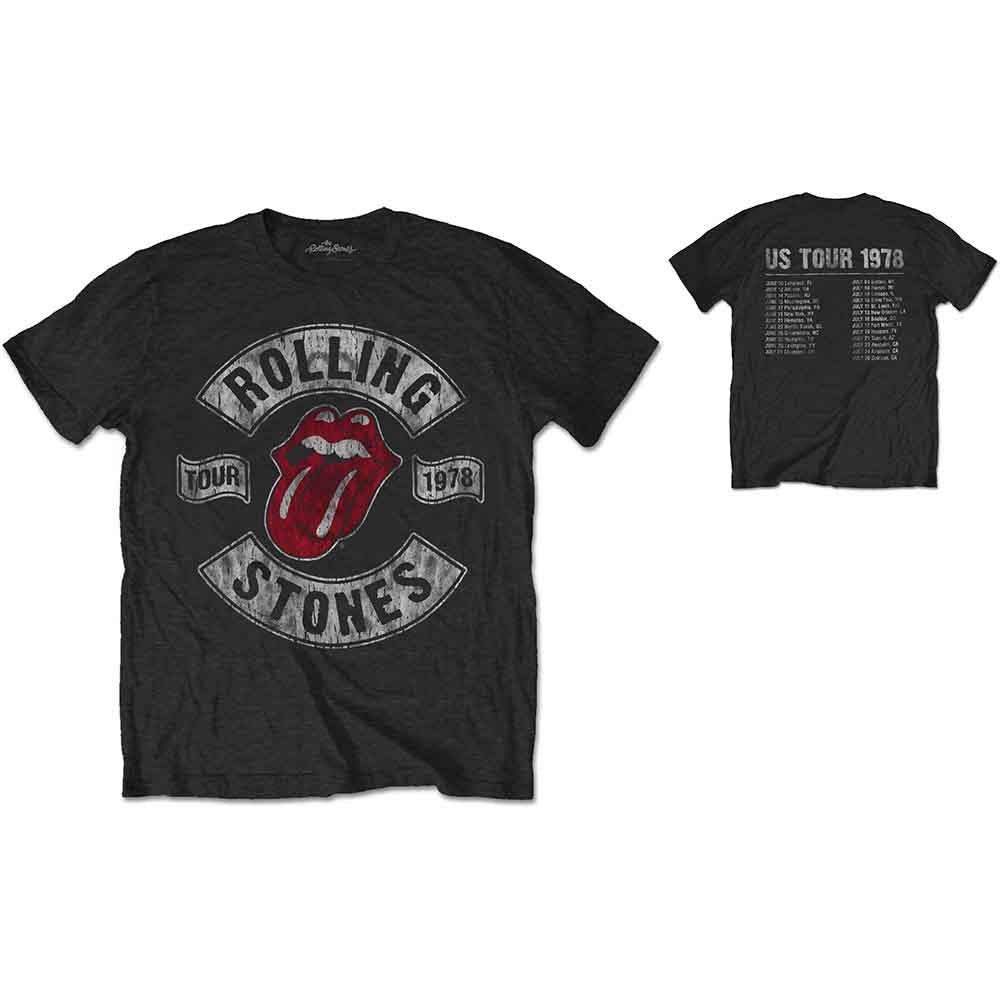 The Rolling Stones Unisex T-Shirt: US Tour 1978 (Black) (Back Print)