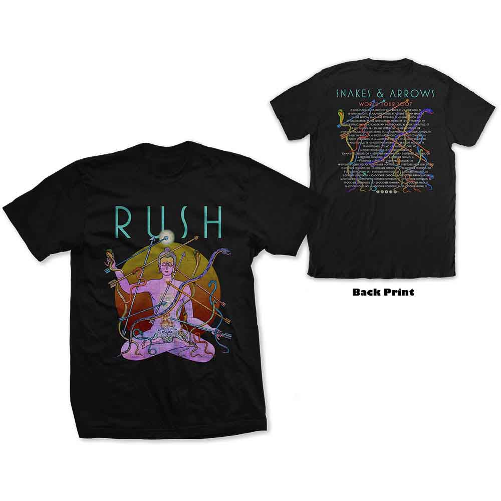 Rush Unisex T-Shirt: Snakes & Arrows Tour 2007 (Black) (Back Print)