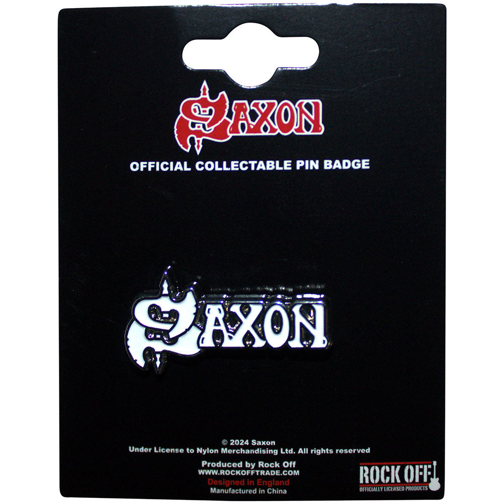 Saxon Pin Badge: White Logo