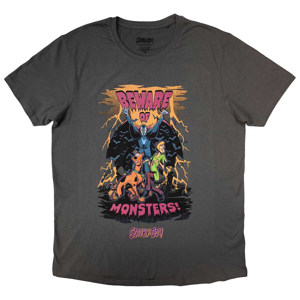 Scooby Doo Unisex T-Shirt: Beware Of Monsters (Denim Blue)