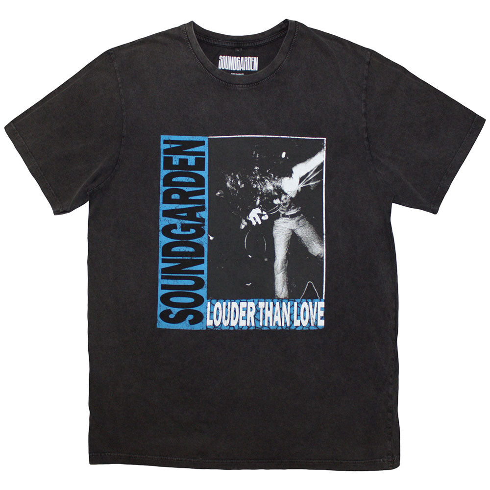 Soundgarden Unisex Stone Wash T-Shirt: Louder Than Love (Charcoal Grey)