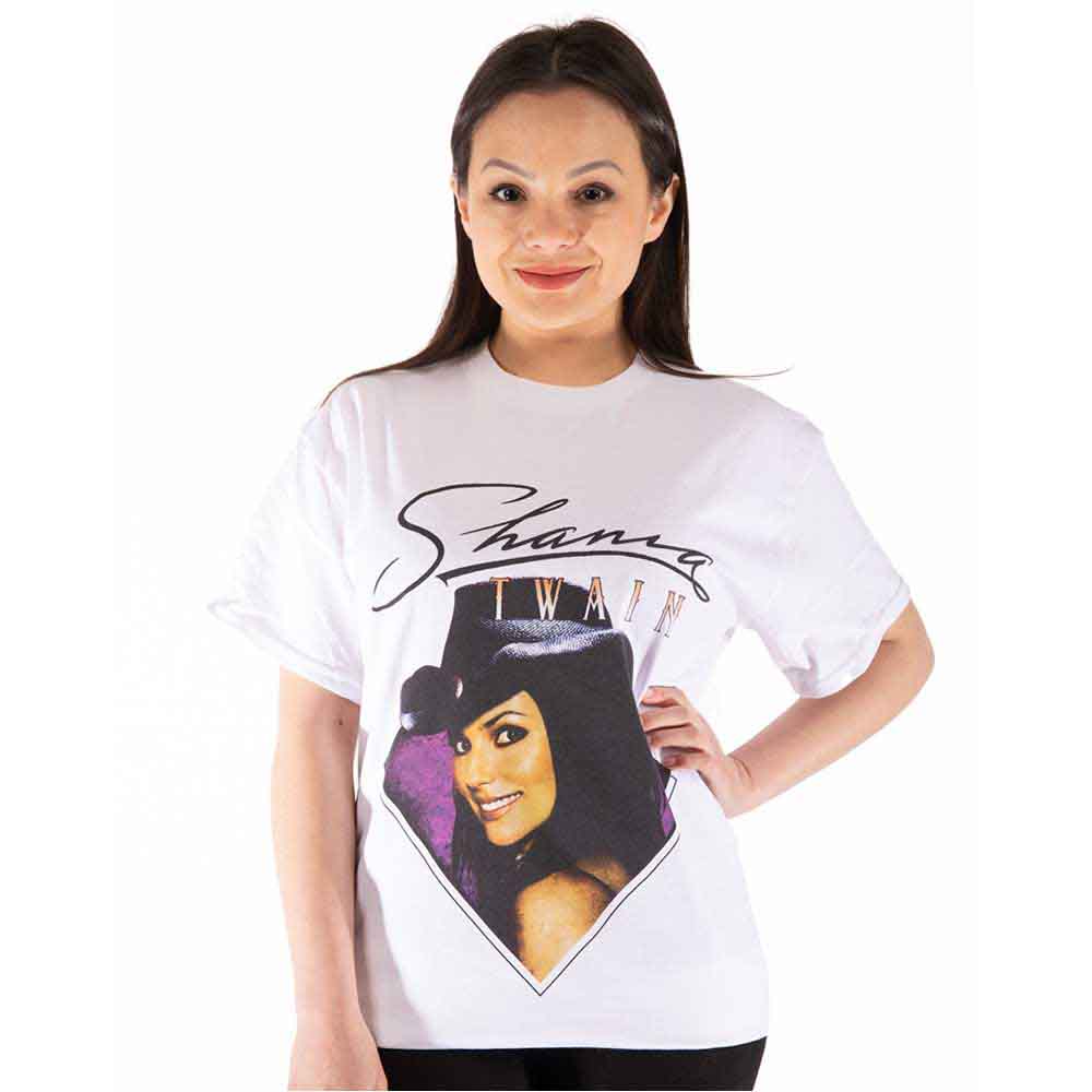 Shania Twain Unisex T-Shirt: Purple Photo (White)