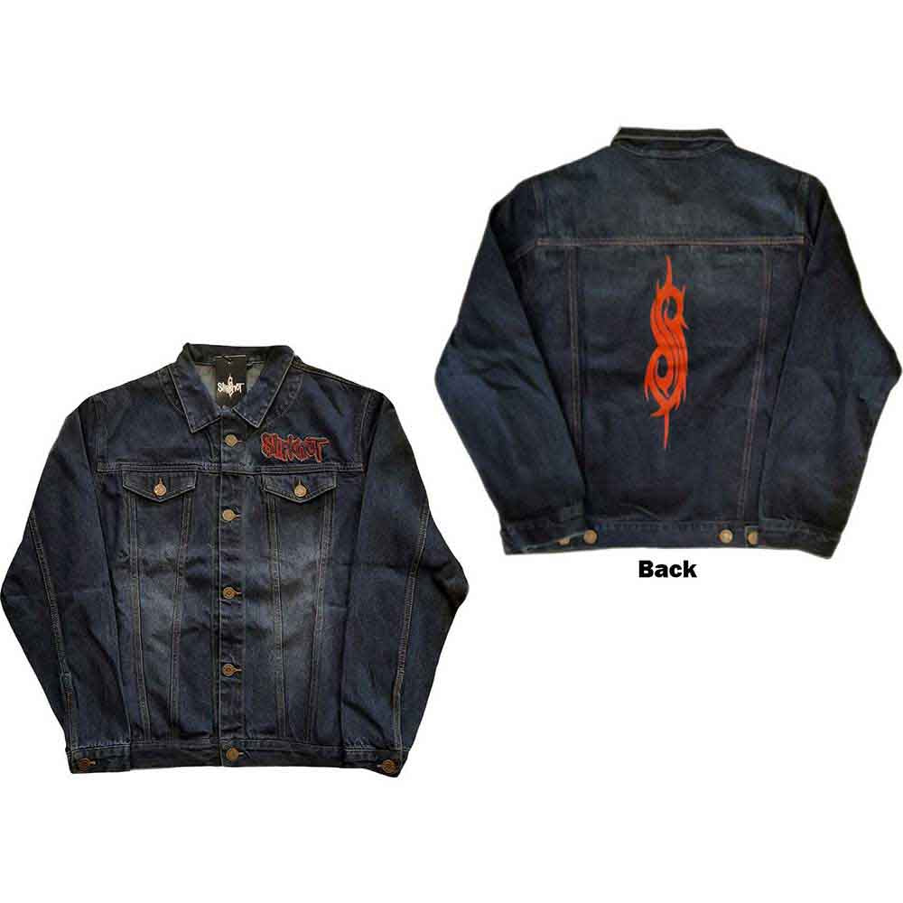 Slipknot Unisex Denim Jacket: Tribal Logo (Denim Blue) (Back Print)