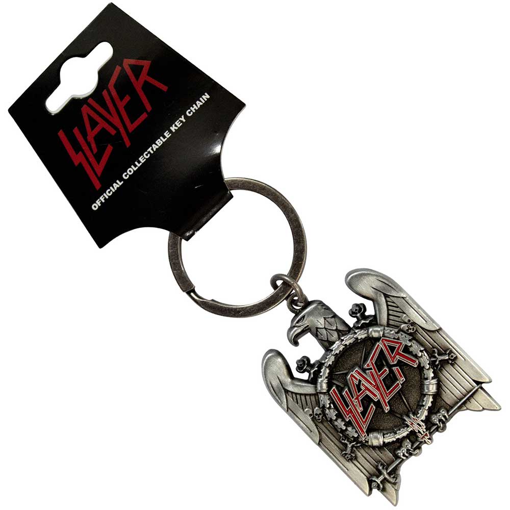 Slayer Keychain: Silver Eagle v2 (Oxidised Chrome Relief With Red Highlights)