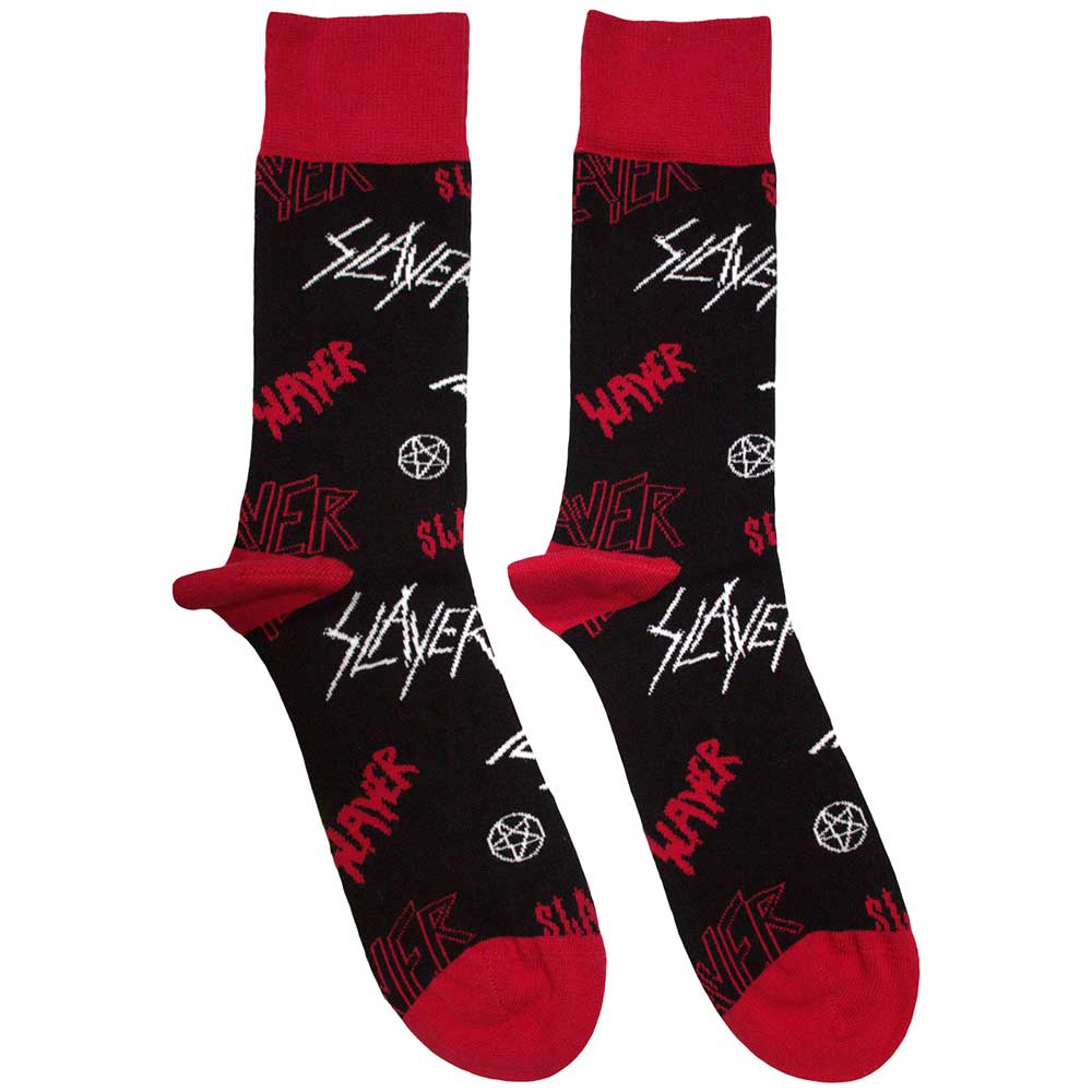 Slayer Unisex Ankle Socks: Logos Pattern (Black) (UK Size 7 - 11)