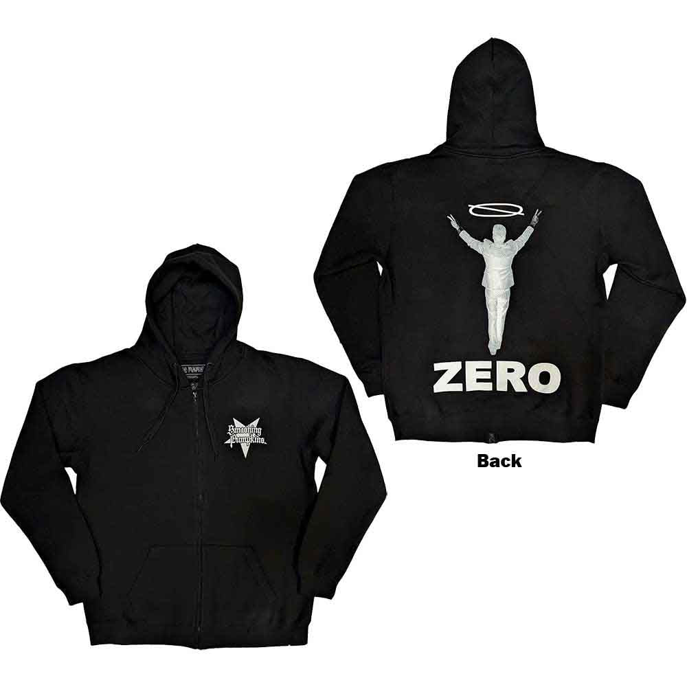 The Smashing Pumpkins Unisex Zipped Hoodie: Zero Halo (Black) (Back Print)