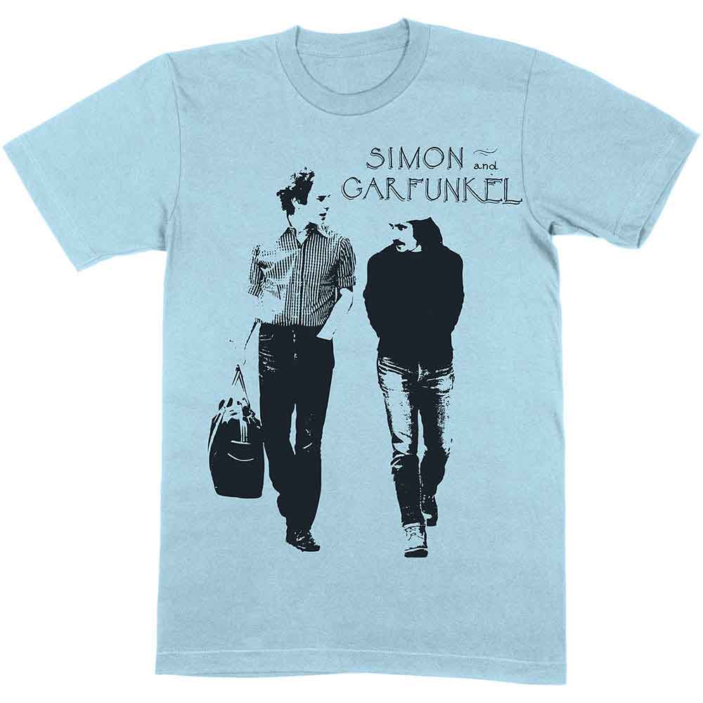 Simon & Garfunkel Unisex T-Shirt: Walking (Light Blue)