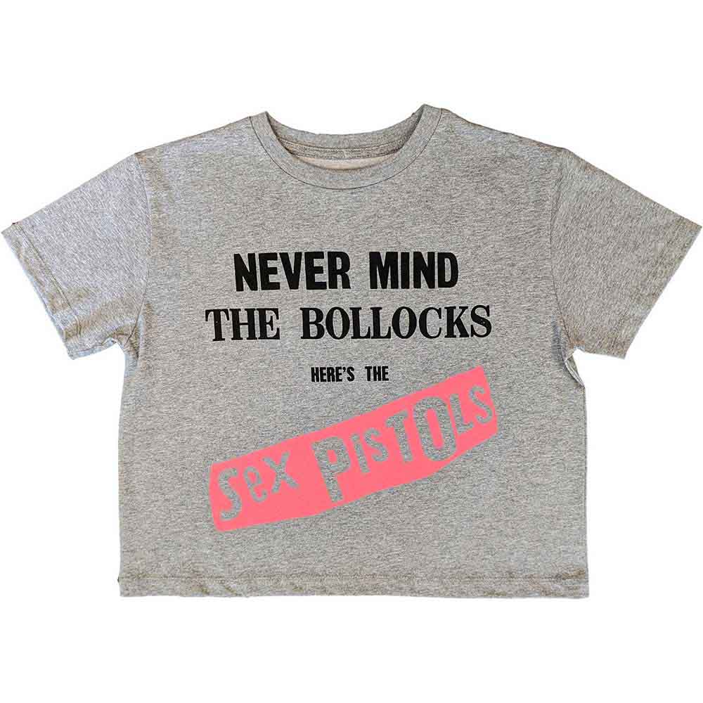 The Sex Pistols Ladies Crop Top: Never Mind The Bollocks Original Album (Grey)