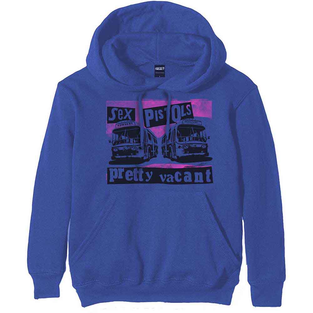 The Sex Pistols Unisex Pullover Hoodie: Pretty Vacant Coaches (Blue)