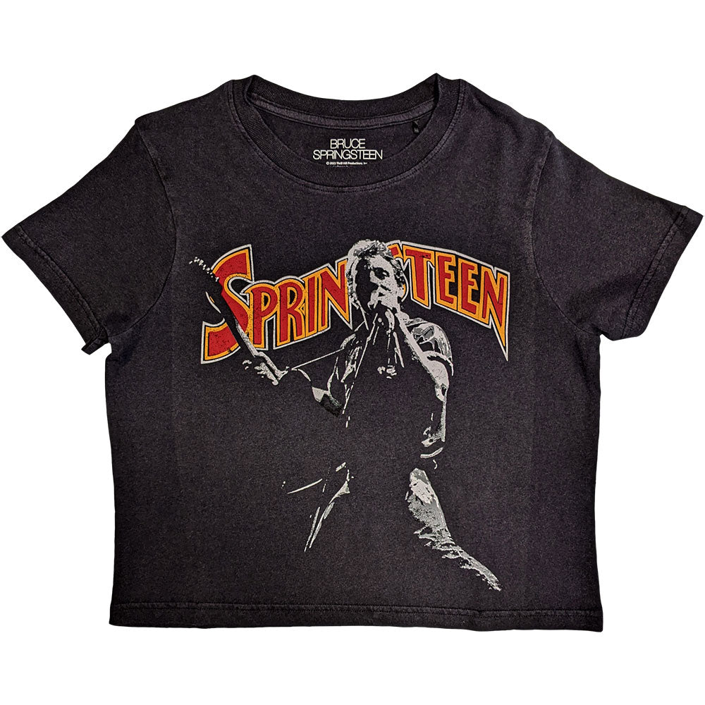 Bruce Springsteen Ladies Crop Top: Stage Pose (Black)