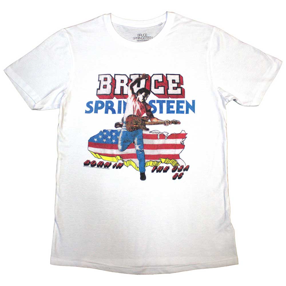 Bruce Springsteen Unisex T-Shirt: Born In The USA '85 (White)