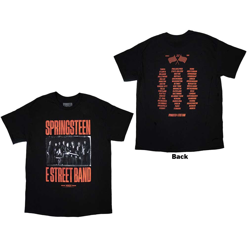 Bruce Springsteen Unisex T-Shirt: Tour '23 Band Photo (Black) (Back Print & Ex-Tour) (Small)